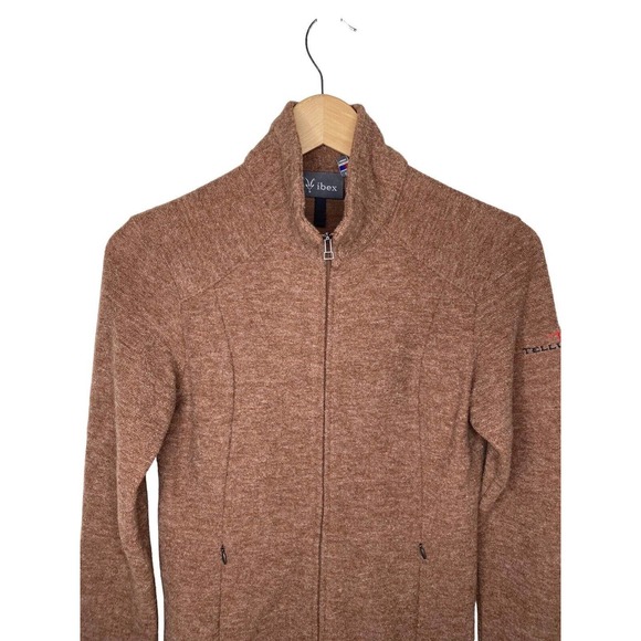 Ibex Reese Tunic Zip Sweater Pockets Merino Wool Brown Embroidered Size XS - Picture 2 of 13